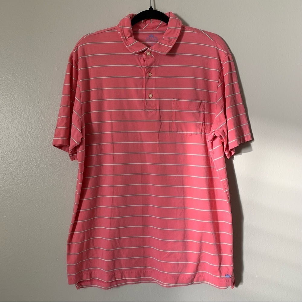 Peter Millar Pink Striped Polo Shirt
